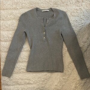 Abercrombie & Fitch Gray Button Down Ribbed Sweater